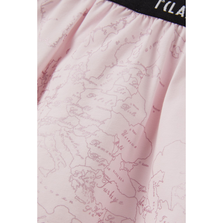 Alviero Martini - Geo Map Print Skirt in Cotton Stretch