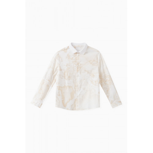Alviero Martini - Geo Map Long Sleeved Shirt in Cotton Stretch