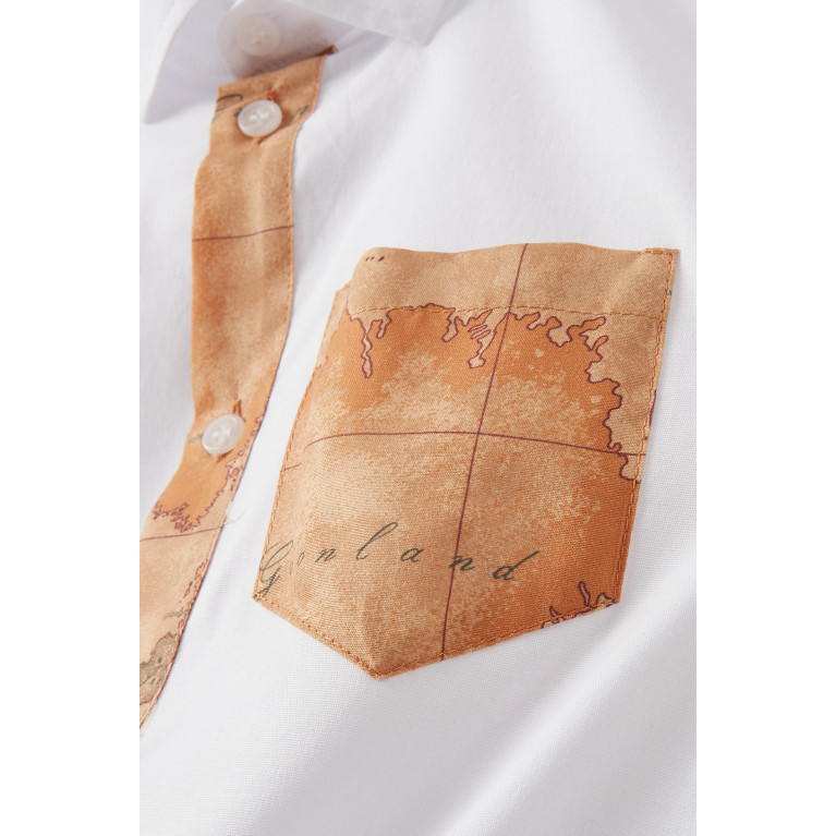 Alviero Martini - Geo Map Print Shirt in Cotton Stretch