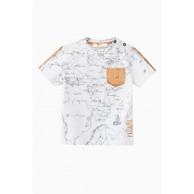 Alviero Martini - Geo Map Print Logo T-shirt in Cotton Jersey