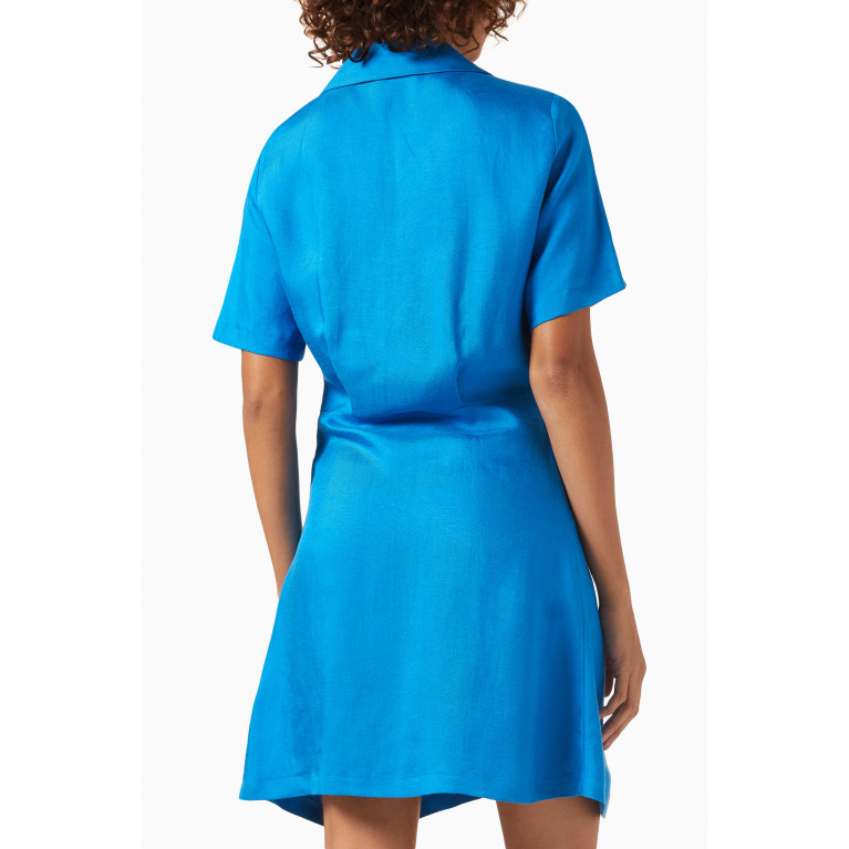 Sandro - Pompei Twist-front Mini Dress in Linen Blend