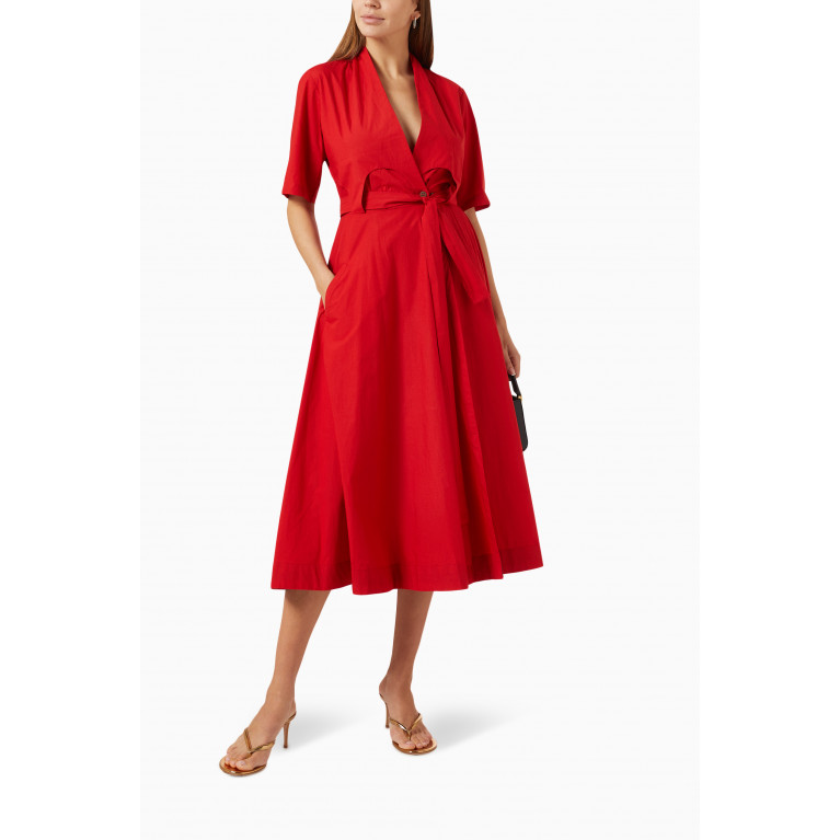 Khara Kapas - Those Days Midi Dress in Cotton Red