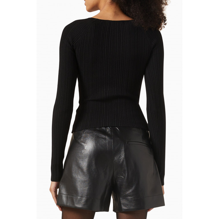 LVIR - Cut-out Ribbed Sweater in Wool-blend Knit Black
