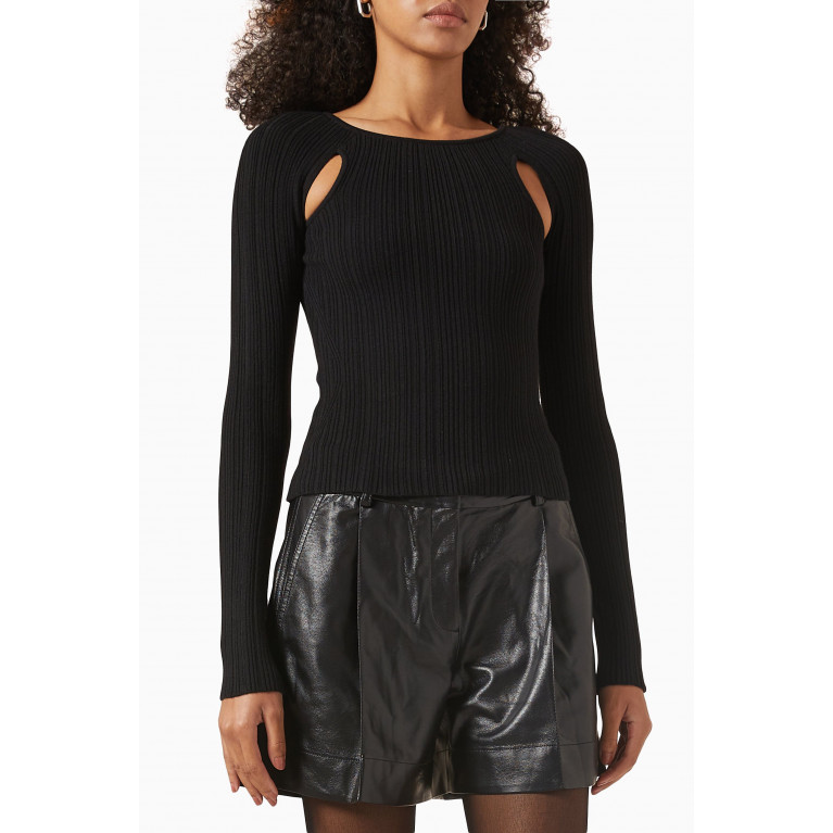 LVIR - Cut-out Ribbed Sweater in Wool-blend Knit Black