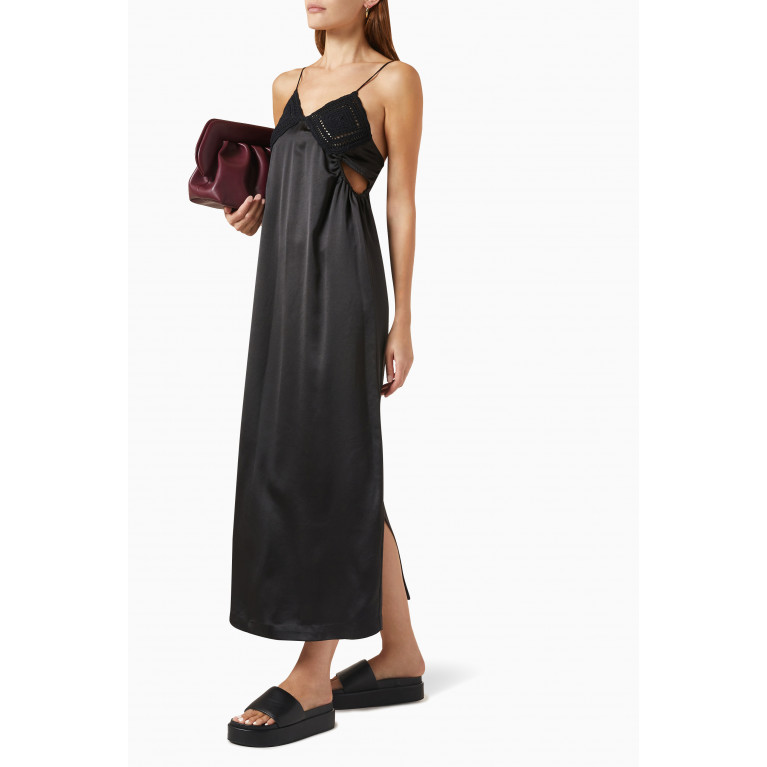 LVIR - Knit Camisole Slip Dress in Cotton Black