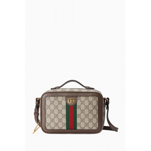 Gucci - Small Ophidia Shoulder Bag with Web in Supreme Canvas