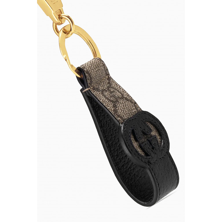 Gucci - Cut-out Interlocking G Keychain in Canvas & Leather