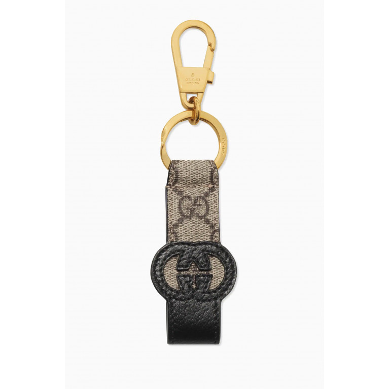 Gucci - Cut-out Interlocking G Keychain in Canvas & Leather