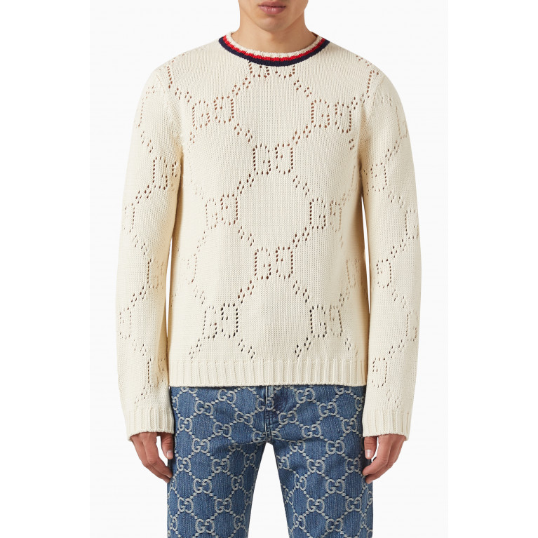 Gucci - Perforated GG Sweater in Cotton