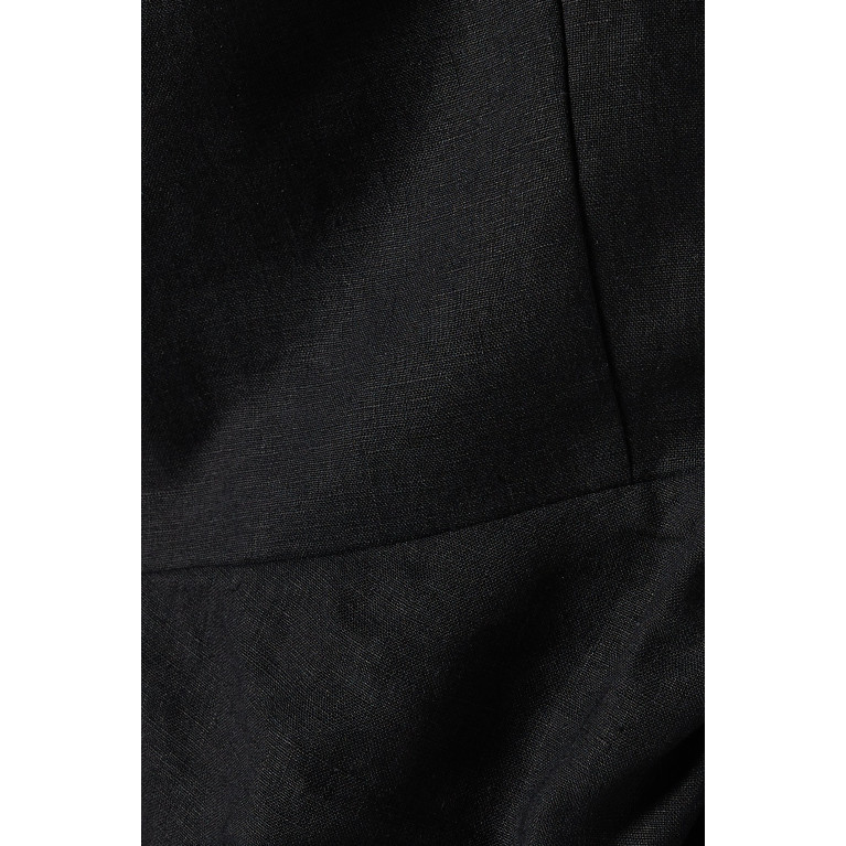 Rumer - Pepper Lace-up Maxi Dress in Linen Black