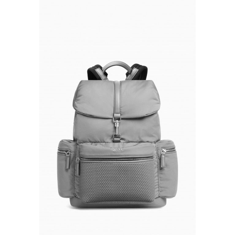 Zegna - Pelletessuta Flap Backpack in Nappa Leather & Technical Fabric