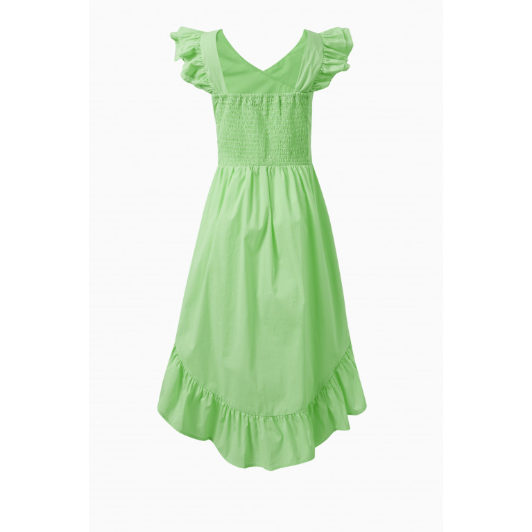 Habitual - Wrap Ruffled Dress in Cotton Blend Green
