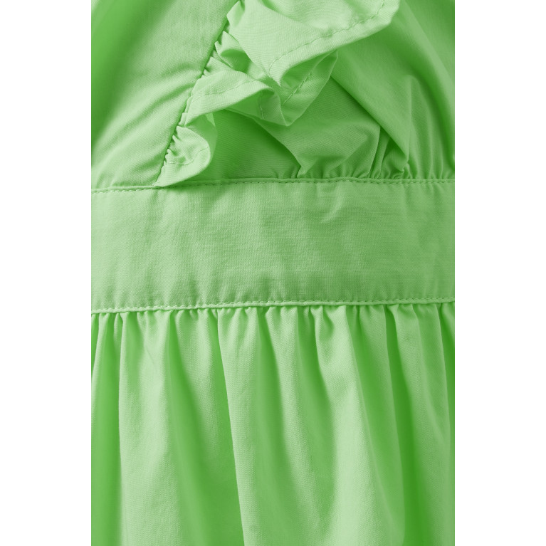 Habitual - Wrap Ruffled Dress in Cotton Blend Green