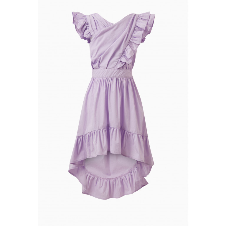 Habitual - Wrap Ruffled Dress in Cotton Blend Purple