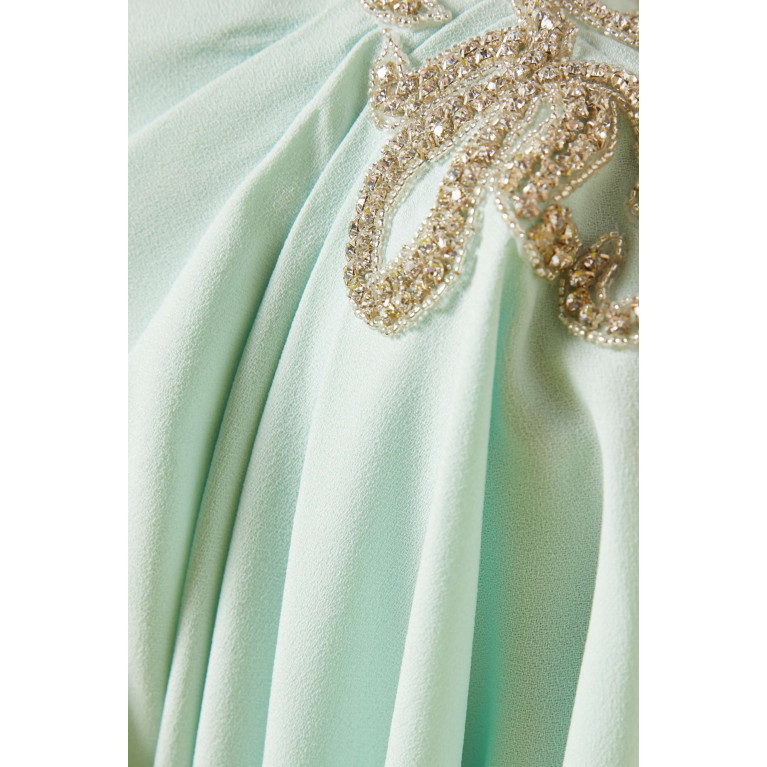 NASS - Crystal-embellished One-shoulder Dress Green