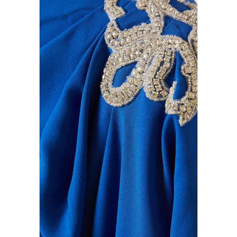 NASS - Crystal-embellished One-shoulder Dress Blue