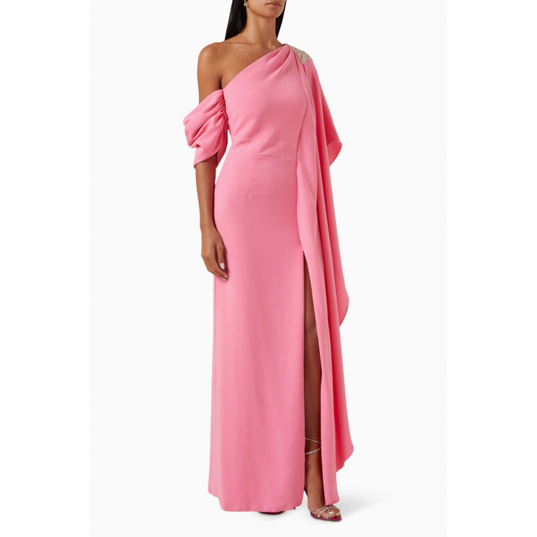 NASS - Crystal-embellished One-shoulder Dress Pink