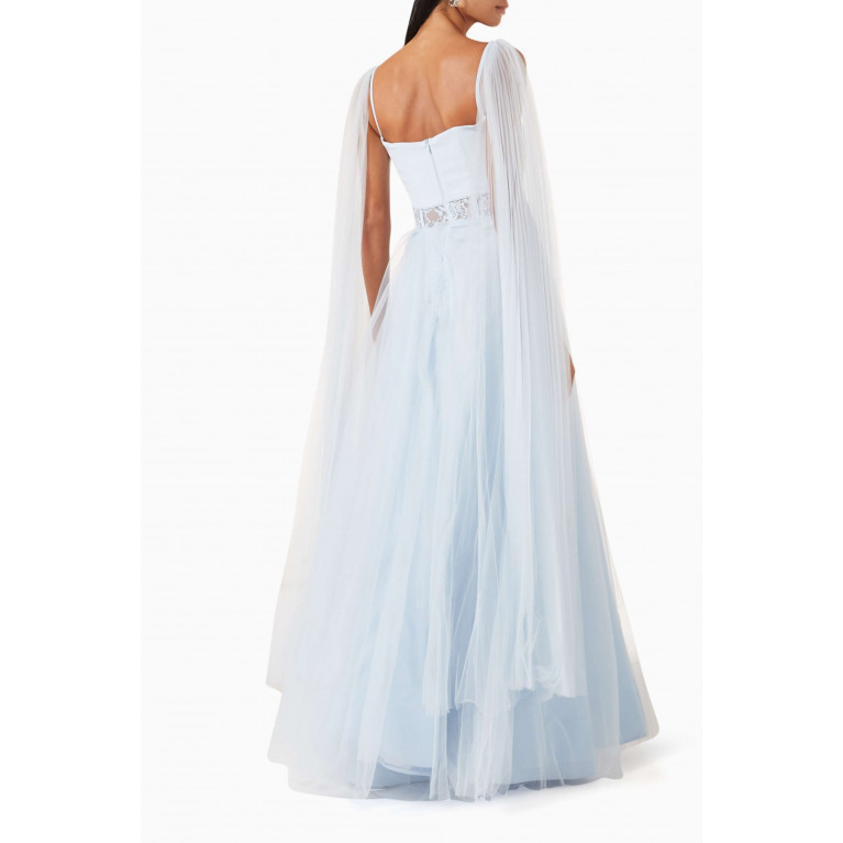 NASS - Corset Flared Dress in Tulle Blue