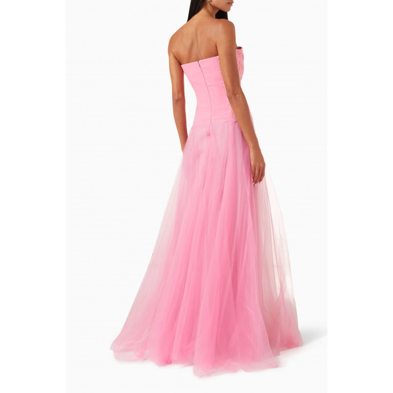 NASS - Strapless Dress in Lace & Tulle Pink