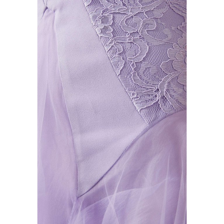 NASS - Strapless Dress in Lace & Tulle Purple