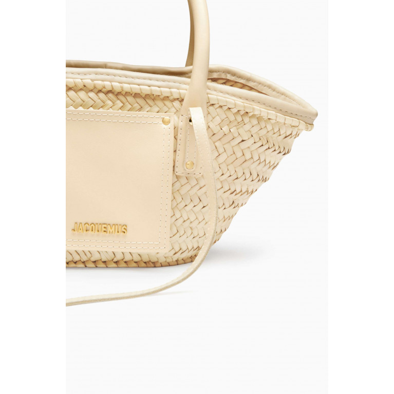 Jacquemus - Small Le Petit Panier Soeili Basket Bag in Straw & Leather Neutral