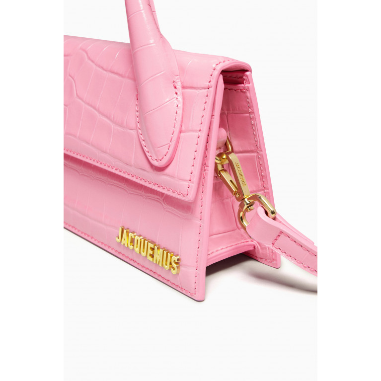 Jacquemus - Le Chiquito Long Tote Bag in Croc-embossed Leather Pink