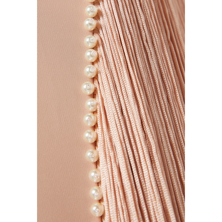 The Orphic - Fringe Maxi Dress in Crepe Pink