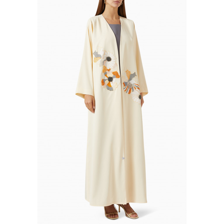 The Orphic - Floral Embroidered Abaya Set in Crepe