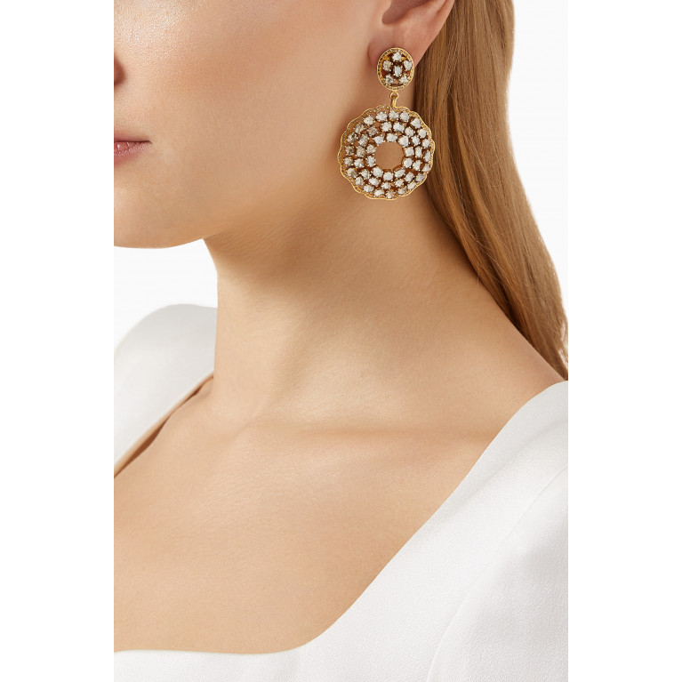M's Gems - Zainab Drop Earrings in 14kt Gold & Polki Diamonds