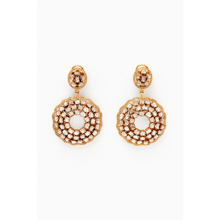 M's Gems - Zainab Drop Earrings in 14kt Gold & Polki Diamonds