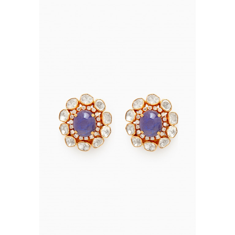 M's Gems - Gayatri Stud Earrings in 18kt Gold & Polki Diamonds