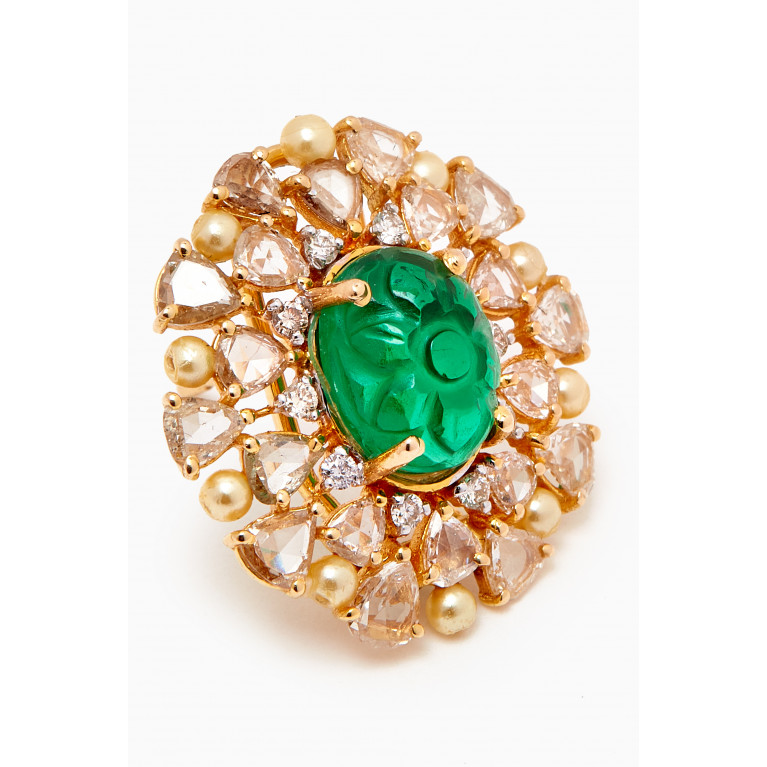 M's Gems - Begum Stud Earrings in 18kt Gold & Doublet