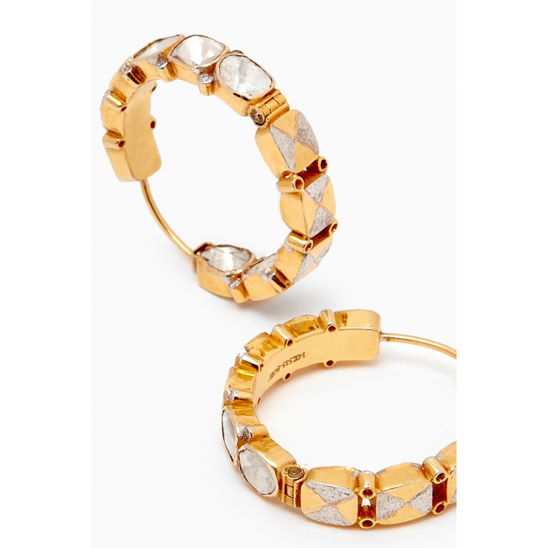 M's Gems - Chandra Hoop Earrings in 14kt Gold & Uncut Polki Diamonds