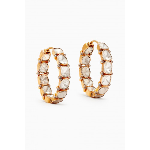 M's Gems - Chandra Hoop Earrings in 14kt Gold & Uncut Polki Diamonds