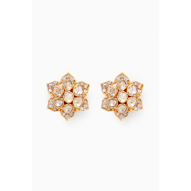 M's Gems - Nalini Stud Earrings in 18kt Gold & Uncut Diamonds