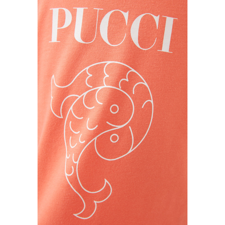 Emilio Pucci - Logo T-shirt Dress in Cotton Orange