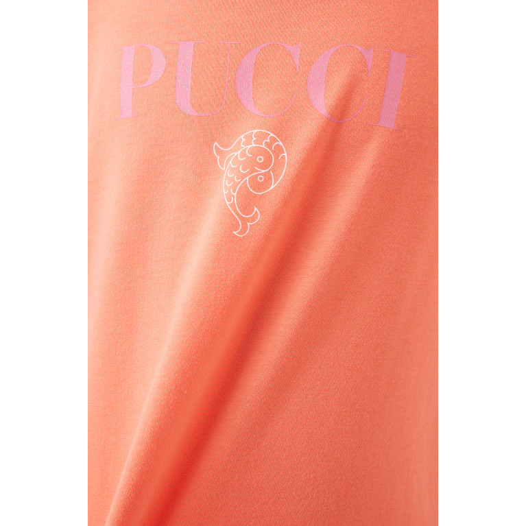 Emilio Pucci - Logo T-shirt Dress in Cotton Orange