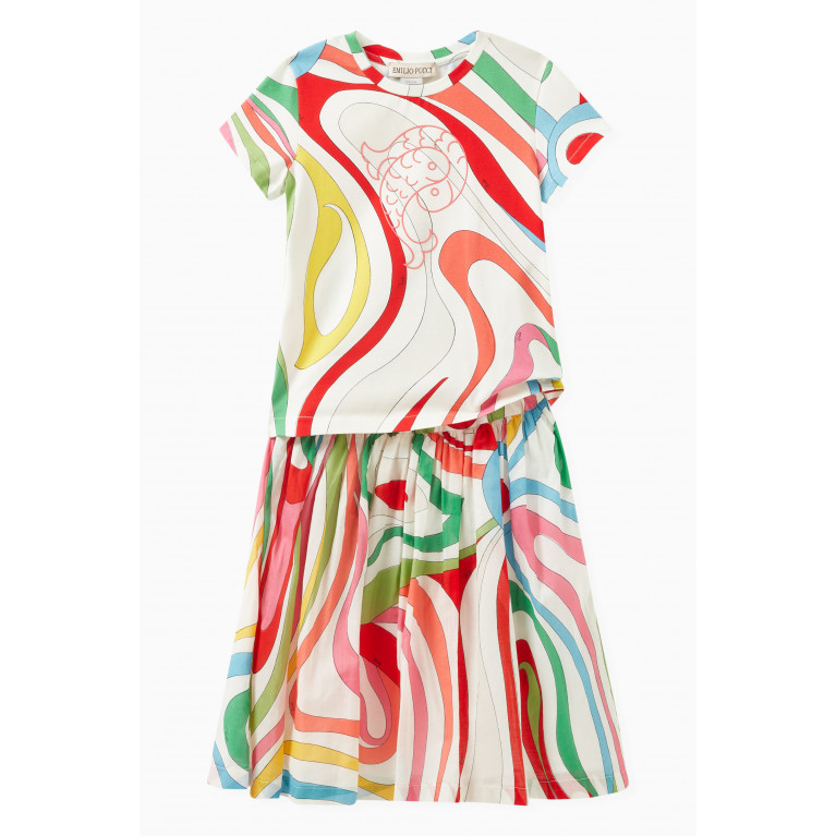 Emilio Pucci - Abstract-print Fish-embroidered T-shirt in Cotton