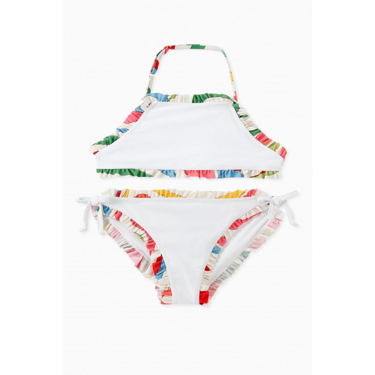 Emilio Pucci - Marmo-Print Ruffled Bikini in Lycra