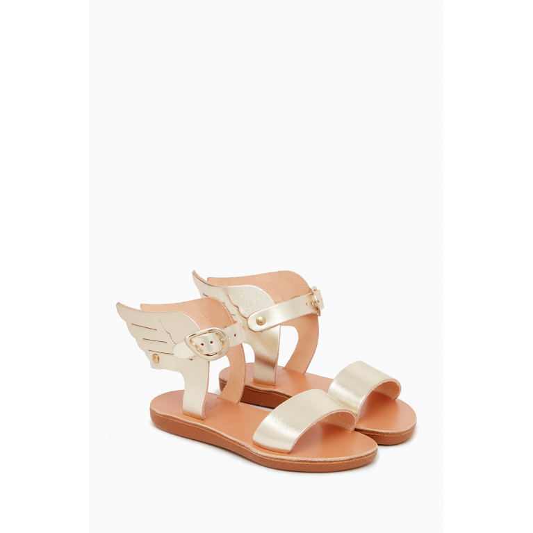 Ancient Greek Sandals - Little Ikaria Soft Sandals in Leather Silver