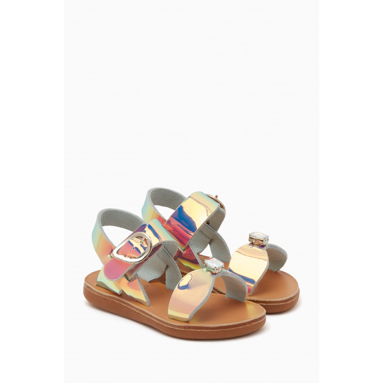 Ancient Greek Sandals - Little Poppy Soft Sandals in Leather Silver