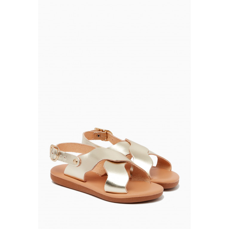Ancient Greek Sandals - Little Atokos Soft Sandals in Leather Silver