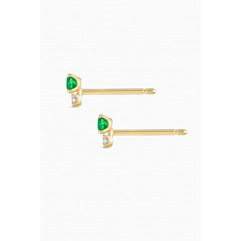 Fergus James - Colombian Emerald & Diamond Mini Cluster Earrings in 18kt Gold Green