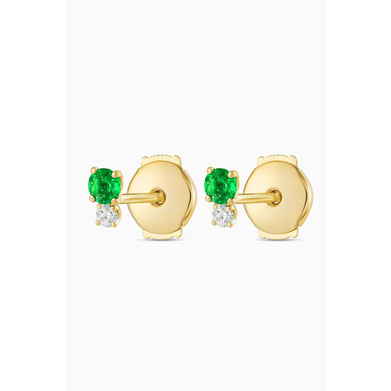 Fergus James - Colombian Emerald & Diamond Mini Cluster Earrings in 18kt Gold Green