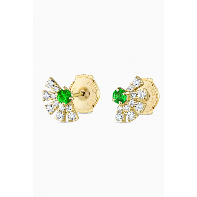 Fergus James - Colombian Emerald Mini Cluster Diamond Earrings in 18kt Gold Green