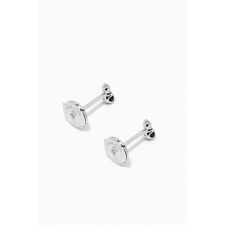 Fergus James - Ceylon Sapphire Mini Cluster Earrings in 18kt White Gold Blue