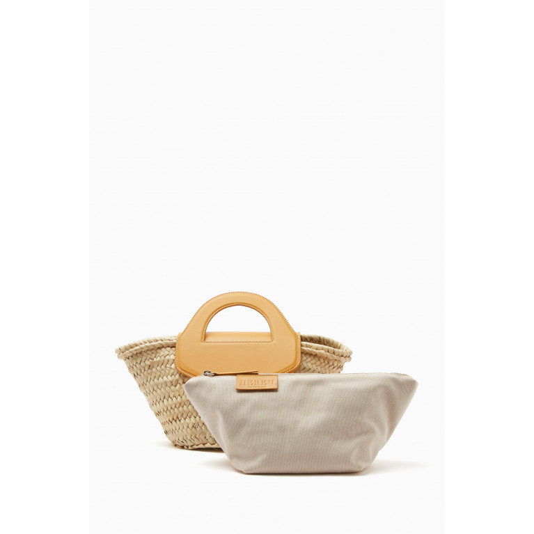 Hereu - Medium Alqueria Flap Tote Bag in Straw & Leather
