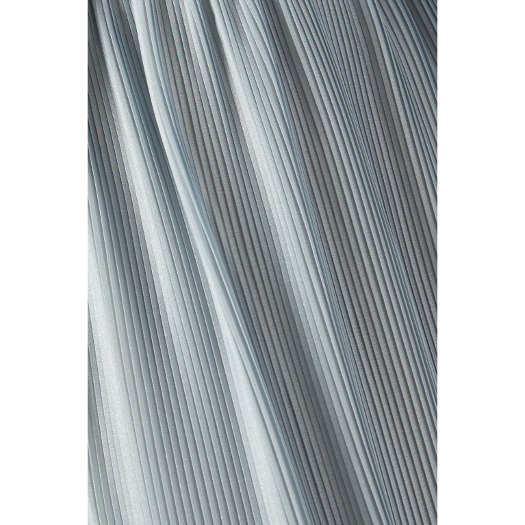 Euphoria - Cape Sleeves Dress in Plissé-pleated Chiffon Grey