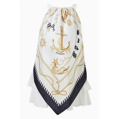 Monnalisa - Nautical Print Dress in Polyester Blend