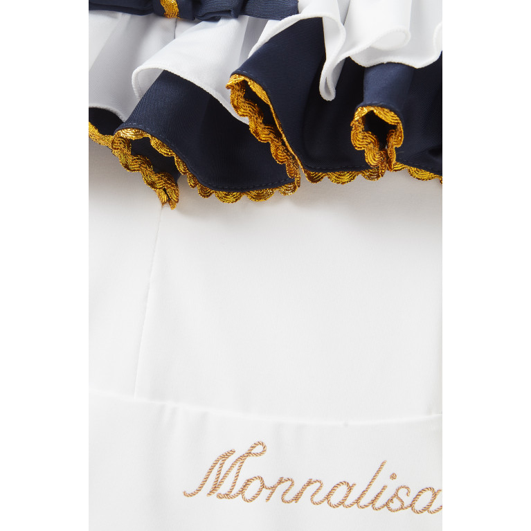 Monnalisa - Frilled Logo-print One-piece Swimsuit in Polyester